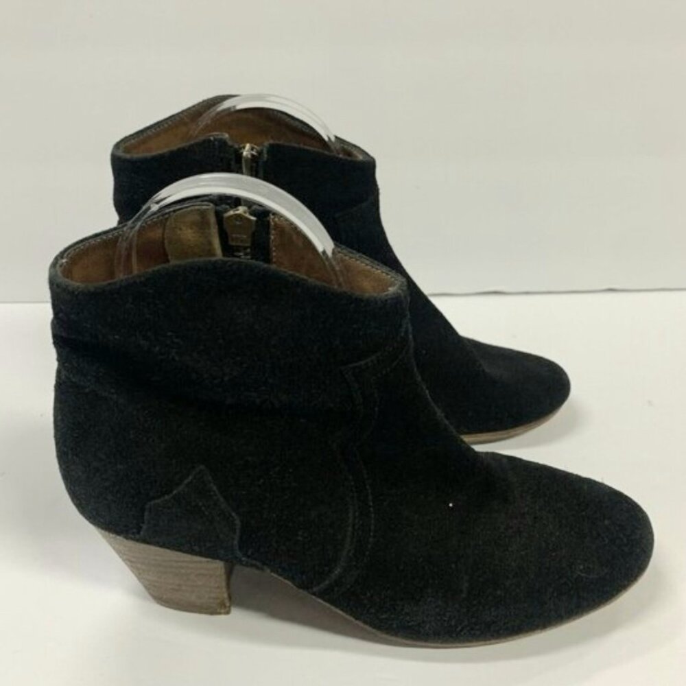ISABEL MARANT Étoile Suede Dicker Ankle Boots Black Size 37 US 7 - Picture 2 of 9